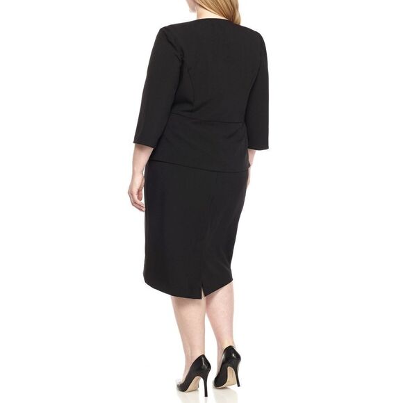 New! DANNY & NICOLE 2-Piece Lace-Trim Black Jacket and Dress Size 18W DN Designs - Picture 7 of 7